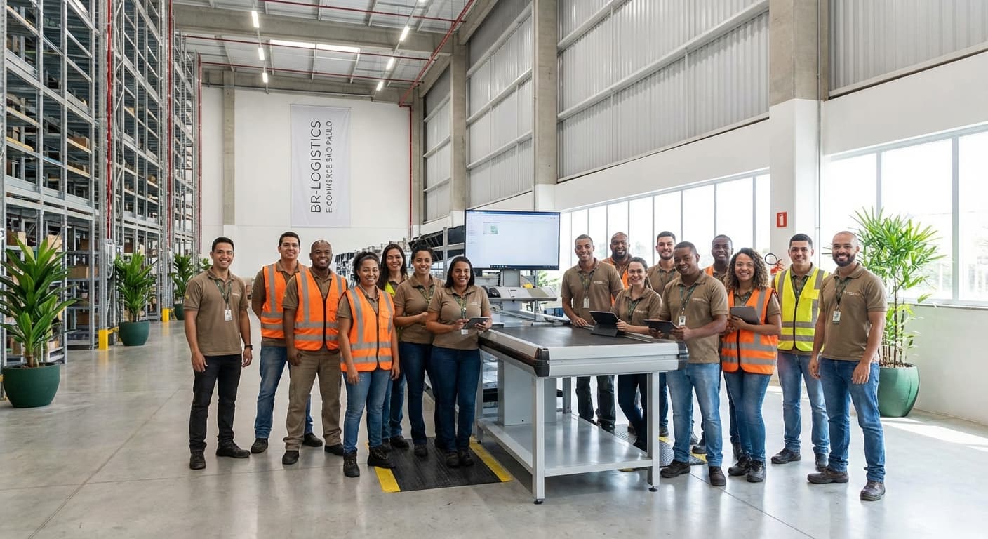 Equipe da Play Full no centro logístico de Cajamar (SP)